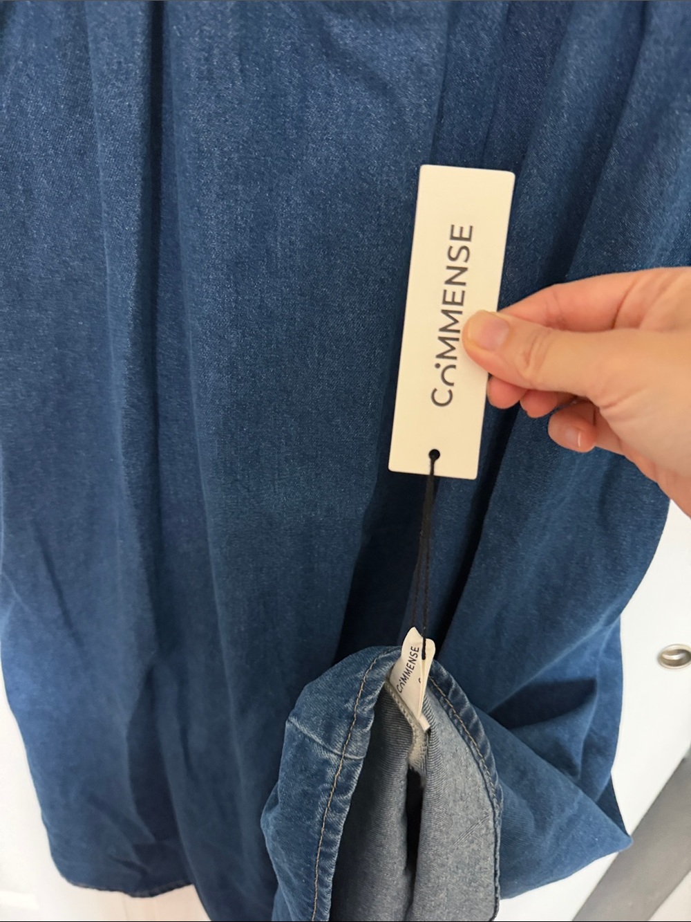 COMMENSE Sweetheart collar Denim Maxi Dress - Picture 5 of 11